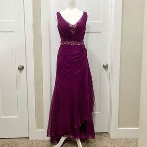 New Vintage Elegant Silk Gown with Beaded Sequins And Velvet Embroidery